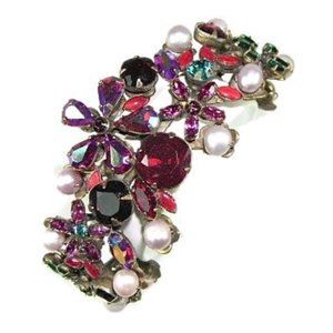 Sorrelli Jewel Toned Rhinestone Cuff w/Pearls